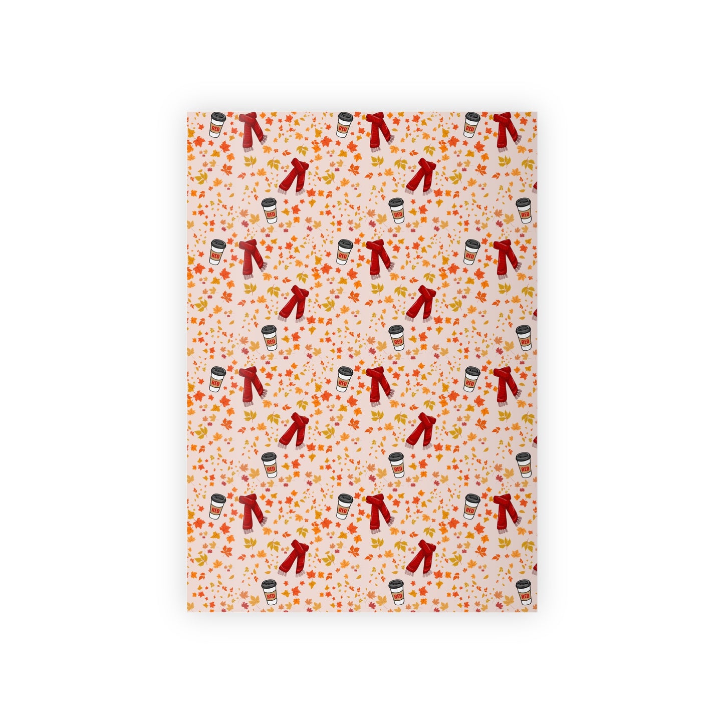 Autumn Leaves Wrapping Paper | Red Era Christmas Gift Wrap | Sustainable & Recyclable, 1pc