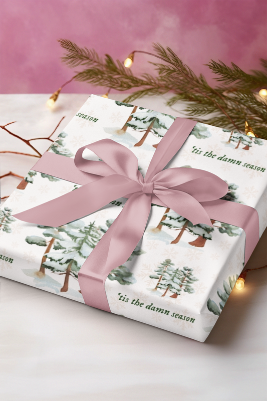 'Tis the Damn Season Wrapping Paper | Satin-Finish Christmas Gift Wrap | Sustainable & Recyclable, 1pc