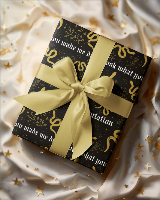 Gold Snake Wrapping Paper | Reputation Era Christmas Gift Wrap | Sustainable & Recyclable, 1pc