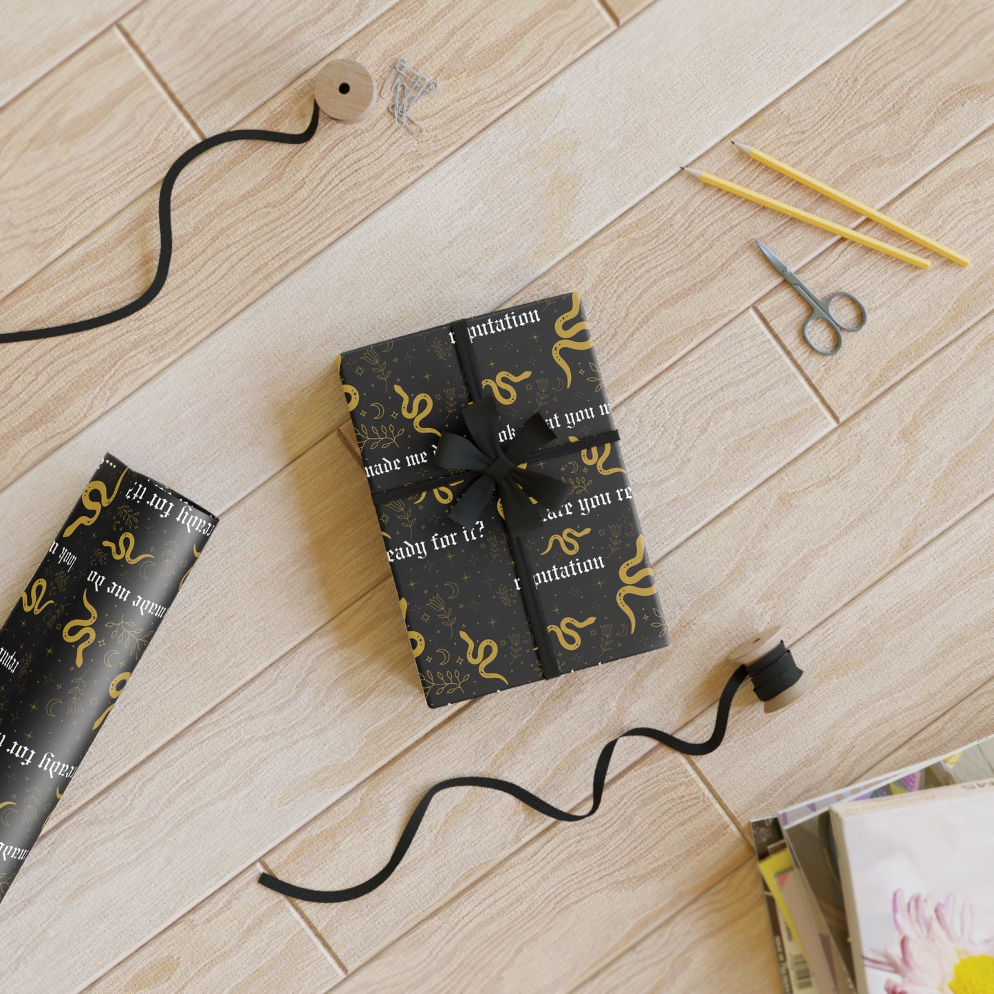 Gold Snake Wrapping Paper | Reputation Era Christmas Gift Wrap | Sustainable & Recyclable, 1pc